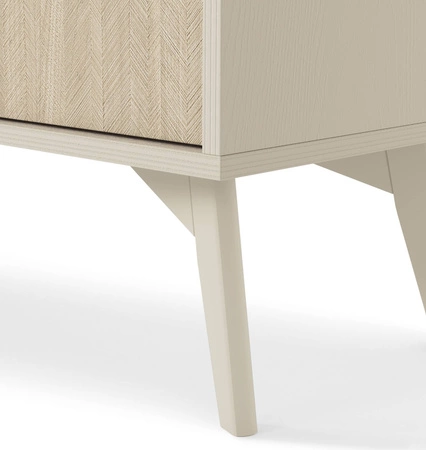 Szafka RTV Wald 158 cm beżowy / beż jodełka skandynawski design gustowny dekor jodełki na frontach eleganckie złote uchwyty