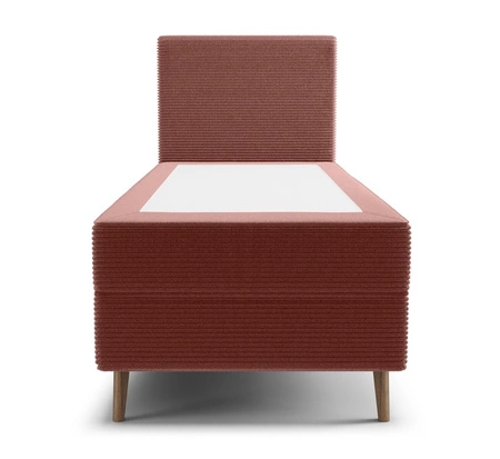 Łóżko kontynentalne Totti 80x200 indyjski róż stylowe łóżko z pojemnikiem na pościel trójwymiarowa tkanina o wyrazistych prążkach