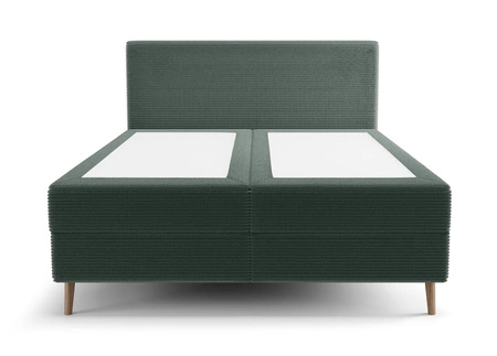Łóżko kontynentalne Totti 140x200 zielone stylowe łóżko z pojemnikiem na pościel trójwymiarowa tkanina o wyrazistych prążkach