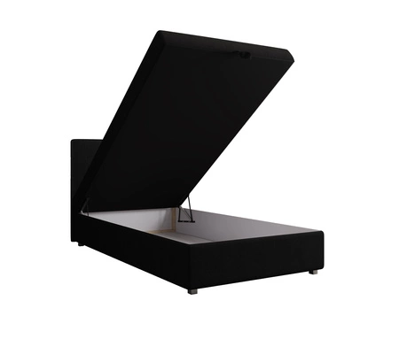 Łóżko kontynentalne Flint 90x200 czarne w nowoczesnym skandynawskim stylu z tapicerowanym zagłówkiem łóżko z pojemnikiem