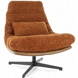Fotel Felicia cynamonowy / brązowa ekoskóra funkcjonalny oraz nowoczesny fotel obrotowy z metalowymi nogami ozdobna poduszka
