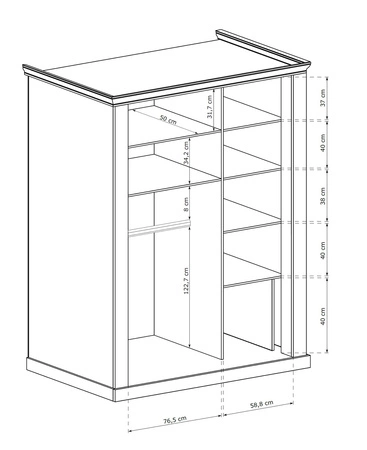 Szafa przesuwna z lustrem Antica 146 cm dąb craft złoty stylowa szafa o rustykalnym charakterze do sypialni lub garderoby