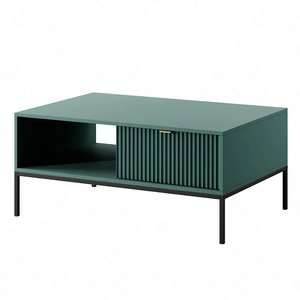 Stolik kawowy Lovro pastelowy zielony z szufladami nowoczesny design blat odporny na rozlane ciecze