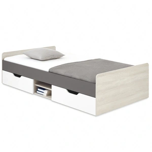 Łóżko Remona 120x200 cm dąb wilton biały / biały / antracyt nowoczesny i praktyczny łóżko z szufladami dla dziecka lub nastolatka