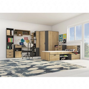 Zestaw mebli dziecięcych Nano zestaw 2 grafit / dąb riviera idealna propozycja do pokoju młodzieżowego w modnym stylu
