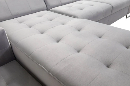 Narożnik z funkcją spania Hampton beżowy lewostronny stylowe pikowania na siedzisku miękka tkanina obiciowa narożnik z dostawką