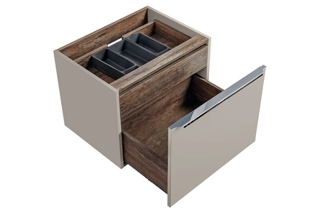 Szafka pod umywalkę nablatową Santa Fe 60 cm szary krzemowy oryginalna kolorystyka podkreślona chromowanym uchwytem krawędziowym