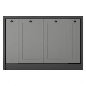 Wyspa kuchenna Adele 127 cm szary grafit / szary funkcjonalna wyspa kuchenna wyposażona w szafki z koszem cargo metalowe uchwyty