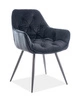 Krzesło tapicerowane Cherry 43x45 cm czarne nowoczesne oraz funkcjonalne krzesło kubełkowe z metalowymi nogami 