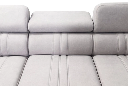 Narożnik z funkcją spania Castel XI błękitny prawostronny komfortowy narożnik z pojemnikiem na pościel wytrzymała tkanina