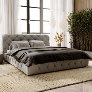 Łóżko tapicerowane Cloud 180x200 szary popiel stylowe łóżko z pojemnikiem na pościel wygodny zagłówek zachwyca eleganckim designem