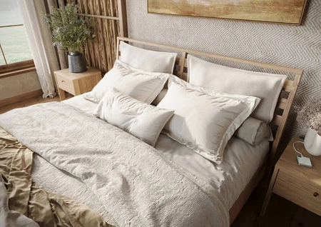 Tapicerowany zagłówek do łóżka Cozy beżowy funkcjonalny i wygodny dodatek do łóżka 160x200 cm staranne wykończenie