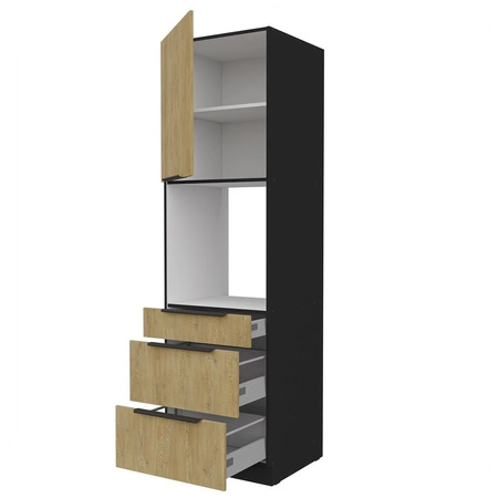 Słupek kuchenny Crotone 60 DPS-210 3S 1F szafka z szufladami do zabudowy piekarnika odporna na działanie wilgoci metalowe uchwyty