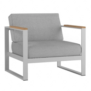 Fotel ogrodowy Casablanca biały / czarny wygodny fotel z drewnianymi podłokietnikami wytrzymała tkanina typu plecionka