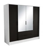 Szafa z lustrem Norel 200 cm biały / czarny stylowa szafa o nowoczesnym designie z ryflowanymi frontami i pojemnymi szufladami
