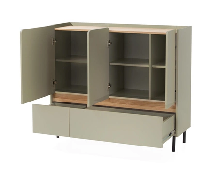 Komoda z szufladami Paguro 120 cm eukaliptus / dąb baltic dune idealna komoda do sypialni salonu lub pokoju młodzieżowego