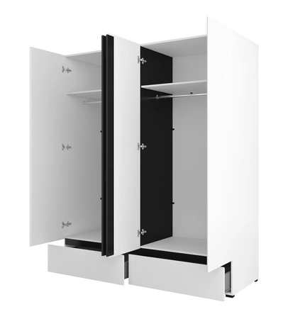 Szafa Cross 180 cm biała prosta forma w nowoczesnym wydaniu idealna szafa do sypialni lub garderoby geometryczny kształt pojemne szuflady