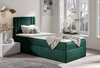 Łóżko kontynentalne Alia 80x200 butelkowa zieleń nowoczesny styl idealne łóżko do pokoju dziecięcego subtelne pionowe przeczycia na wezgłowiu
