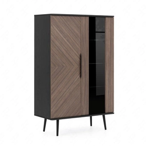 Witryna Tullio 90 cm czarny grafit / captains deck stylowa witryna z metalową podstawą w stylu skandynawskim modna kolorystyka