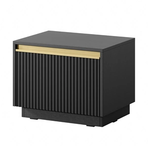 Szafka nocna z szufladą Imperial czarna z możliwością podwieszenia modna szafka do sypialni z eleganckim frezowanym frontem