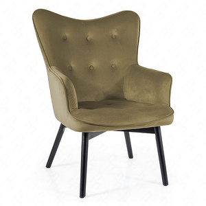 Fotel Carmen oliwkowy odporny na zaciągnięcia i zadrapania komfortowy podczas wypoczynku drewniane nogi