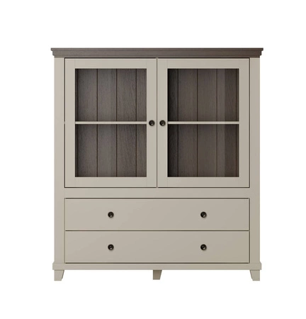 Komoda wysoka Evora 126 cm beżowa / dąb dunin zachwyci miłośników wyrazistych wnętrz idealna do salonu lub jadalni