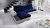Narożnik z funkcją spania Provo granatowy / biały lewostronny narożnik z pojemnikiem na pościel i funkcjonalną dostawką