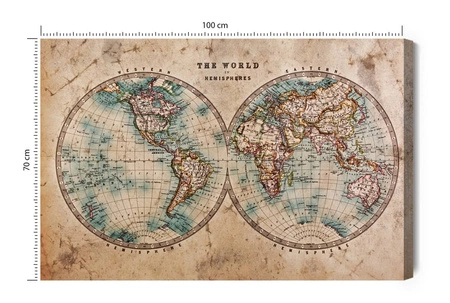Obraz na płótnie mapa świata retro 100x70 cm ponadczasowa ozdoba wnętrza obraz w stonowanej kolorystyce wysoka jakość wykonania
