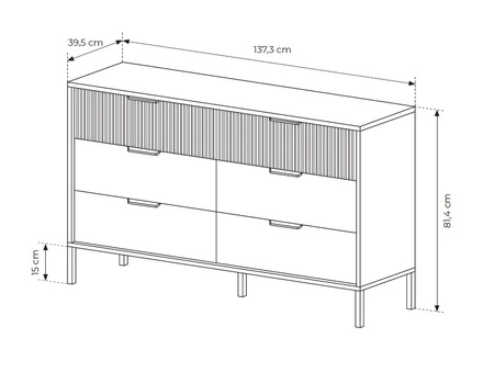 Zestaw mebli do sypialni Baltic dąb baltic / czarny stylowy design komplet mebli do sypialni dekoracyjne ryflowania metalowe uchwyty