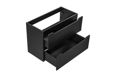 Szafka pod umywalkę Nova 80 cm czarna designerska szafka z ryflowanymi frontami i frezowanymi uchwytami pojemne szuflady