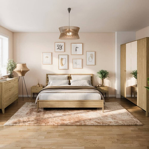 Zestaw mebli do sypialni Cozy dąb olejowany klasyczny design komplet mebli o lekkiej stylistyce uchwyty o ciekawym wykończeniu