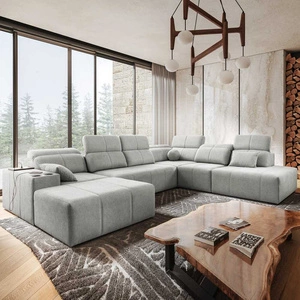 Narożnik z funkcją spania Tesalia X szary popiel lewostronny nowoczesny i komfortowy narożnik z innowacyjną funkcją przesuwanego oparcia