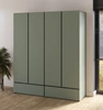 Szafa Cross 180 cm zielona prosta forma w nowoczesnym wydaniu idealna szafa do sypialni lub garderoby geometryczny kształt pojemne szuflady