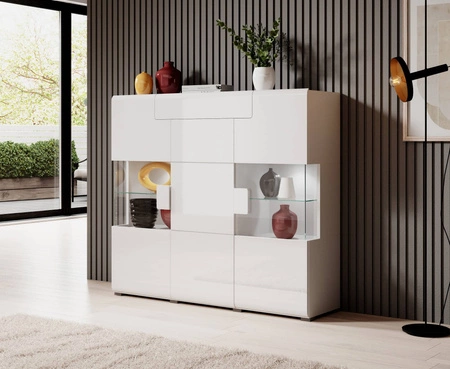 Zestaw mebli do salonu Toledo biały połysk meblościanka idealna do salonu i pokoju dziennego