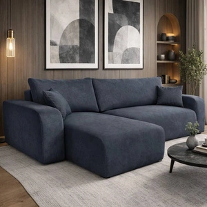 Narożnik z funkcją spania Fiesta ciemny szary uniwersalny w ustawieniu narożnik tkanina o pluszowej powierzchni pojemnik na pościel