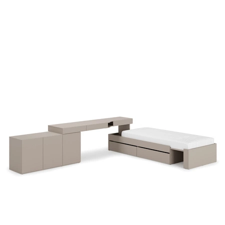 Zestaw mebli Woow clay grey lewy stylowy zestaw mebli narożny do małego pokoju młodzieżowego możliwość dopasowania do układu wnętrza