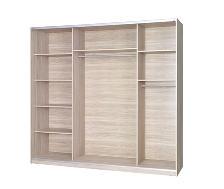 Szafa przesuwna z lustrem Twister 225 cm dąb sonoma jasny nowoczesny design oraz wykończenie ABS idealna szafa do sypialni lub garderoby