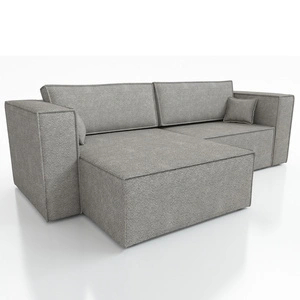 Narożnik z funkcją spania Otton szary uniwersalny stylowy narożnik sztruksowa tkanina eleganckie wykończenie krawędzi mebla