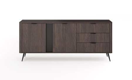 Komoda z szufladami Veris 195 cm dąb dunin / czarny nowoczesny design komody do salonu stylowe uchwyty krawędziowe modna kolorystyka