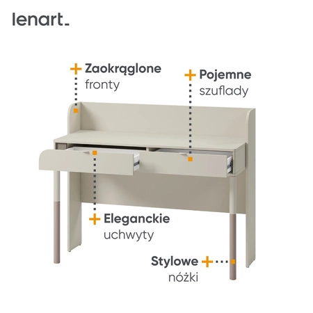 Biurko Harmony 122 cm beżowy / truflowy idealne biurko do pokoju nastolatka lub biura stabilna metalowa podstawa