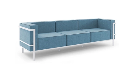 Sofa ogrodowa Ibiza biały / morski designerska duża sofa doskonała propozycja na przestronny taras lub przestrzeń w ogrodzie