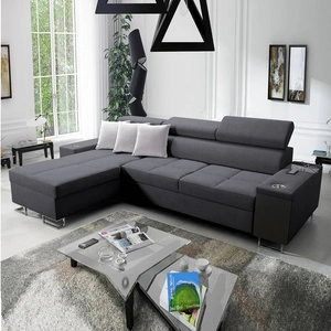 Narożnik z funkcją spania Dafni grafitowy lewostronny pleciony komfort i funkcjonalność podczas codziennego wypoczynku