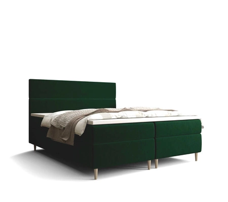 Łóżko kontynentalne Bing 140x200 butelkowa zieleń w nowoczesnym skandynawskim stylu z charakterystycznym wezgłowiem