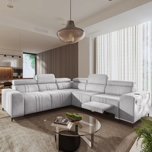 Narożnik z funkcją spania Castel III Lux szary popiel prawostronny niezwykle komfortowy narożnik do salonu z wysuwanym podnóżkiem