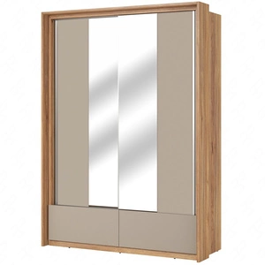 Szafa przesuwna Impressio 159 cm dąb mauvella / ciemny beżowy pojemna szafa z lustrem świetnie sprawdzi się w pomieszczeniach o każdej wielkości