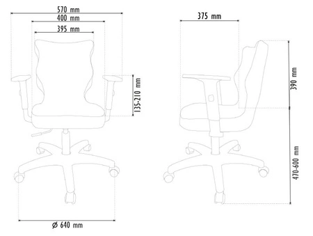 Krzesło do biurka Duo granatowe dopasowane do wzrostu 146-176,5 cm ergonomiczne krzesło obrotowe z regulowanymi podłokietnikami