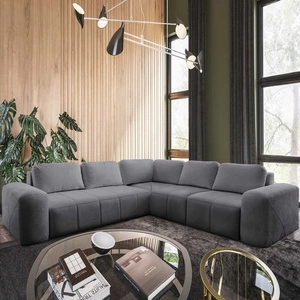 Narożnik z funkcją spania Bovec III szary prawostronny niezwykle stylowy narożnik rozkładany doskonały do przestronnego salonu