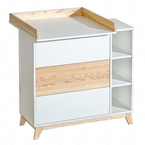 Komoda z przewijakiem Nordik 102 cm biały / jesion funkcjonalny mebel w stylu skandynawskim do pokoju niemowlęcego możliwość demontażu przewijaka pojemne szuflady