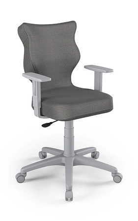 Krzesło do biurka Duo ciemny szary idealne do wzrostu 159-188 cm ergonomiczne siedzisko regulowane podłokietniki odporna tkanina