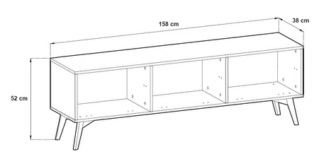 Szafka RTV Wald 158 cm beżowy / beż jodełka skandynawski design gustowny dekor jodełki na frontach eleganckie złote uchwyty